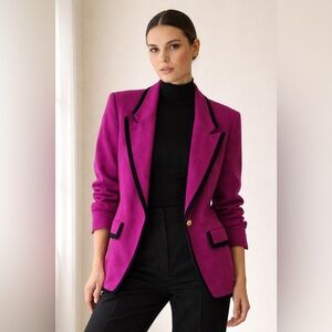 Tahari Magenta Blazer with Black Accents